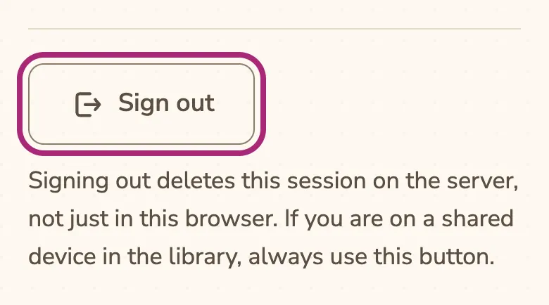 The “Sign out” button circled.